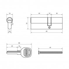 АЛЛЮР DL-01 85 (30х10х45) BP перекод.5+2 перфокл. Цилиндровый механизм