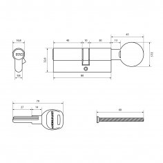 АЛЛЮР HD FG 80-5К BP[30Gx10x40](45x35G) латунь перф.кл/верт БЛИСТЕР Цилиндровый механизм