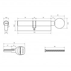 АЛЛЮР HD FG 110-5К CP (55x55G) хром перф.кл БЛИСТЕР Цилиндровый механизм