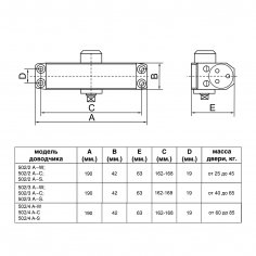 БУЛАТ Доводчик дверной ДД 502/3 A-B (40-85 кг) черный (10)