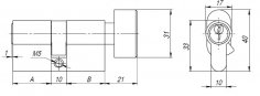 Цилиндровый механизм (AX102/70) AX1002Knob70 (30+10+30) PB латунь с вертушкой