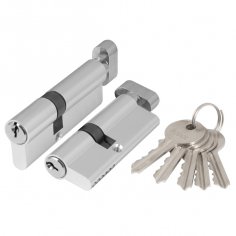 Цилиндровый механизм (AX102/80) AX1002Knob80 (35+10+35) CP хром с вертушкой