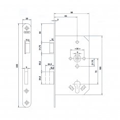 Замок дверной огнестойкий NEMEF 1769/57, антипаник,  нержавеющая сталь