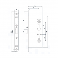 Замок дверной огнестойкий NEMEF 1901/21, антипаник,  оцинкованный