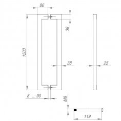 Ручка-скоба PULL.PH38/1500.26 INOX 304 (PH-26-38/1500-INOX) BLACK