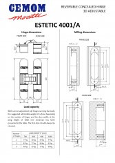 Дверная петля CEMOM ESTETIC 4001/A 3D скрытая, матовый хром