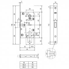 Корпус замка магнит. под цил. MEDIANA POLARIS B06103.50.FM.567 с отв. планк B02402.05 (белый)