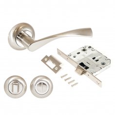 АЛЛЮР АРТ "ОСКАР" SN+L7050S SN+BK-R1 SN (1380/S7050) мат.никель Комплект ручка и защелка с фикс