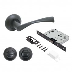 АЛЛЮР АРТ "ОСКАР" BL+L7050S BL+BK-R1 BL (13150/S7050) матовый черный Компл ручка и защ с фикс
