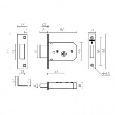 Замок врезной крестообразный X200 F (200 F) CP хром 3key
