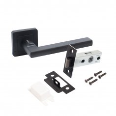 АЛЛЮР АРТ "ВЕНСАН" BL+L45-8 BL (26150/S45) матовый черный Комплект ручка и защелка