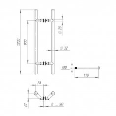 Ручка-скоба PULL.PH32/1500.45 INOX 304