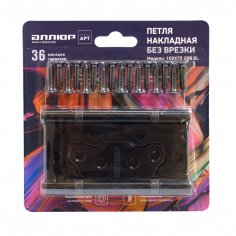 АЛЛЮР 100х75 2BB BL БЛИСТЕР 2,5мм матовый черный Петля накладная без врезки 2 шт