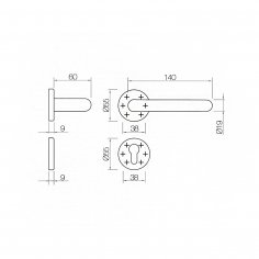 Ручка дверная DOORLOCK 038/F-55 PZ U-form, матовая матовая нержавеющая сталь