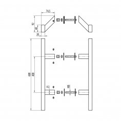Ручка-скоба DOORLOCK PHS23/40х20/2ст, 400 мм/600 мм, SSS матовая нержавеющая сталь