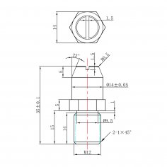 Штифт противосъемный DOORLOCK 1435/M12 для метал. входных и противопожарных дверей, под шестигранник 14мм, резьба М12
