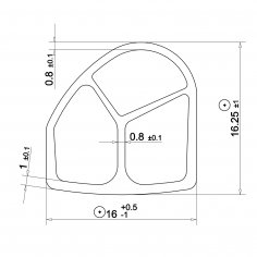 Уплотнитель для дверей D-образный 16х16,25 мм, самоклеящийся (цена за погонный метр)