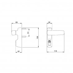 Внешняя нажимная ручка DOORLOCK PD900FR/H1, с цилиндром, серебристый.