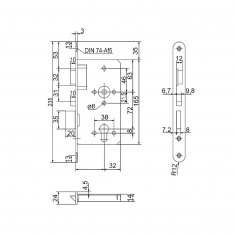 Замок дверной огнестойкий ECO SCHULTE GBS 90F, антипаник,  нержавеющая сталь