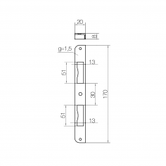 Запорная планка DOORLOCK SBK MCR, симметричная, для дверей с фальцем, для замков DIN стандарта, пластиковый карман, матовый хром