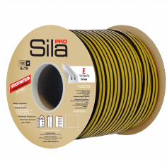 Уплотнитель для дверей EPDM E-образный 4х9мм, черный, самоклеящийся, рулон 150м