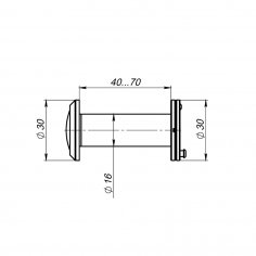 Глазок дверной, оптика пластик DV-1A/40-70 BL черный (кратно коробке 45 шт)