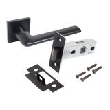 АЛЛЮР АРТ  "ТИНА" BL+L45-8 BL (88150/S45) матовый черный Комплект ручка и защелка