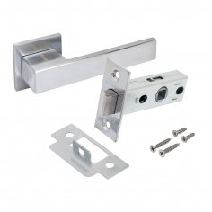 АЛЛЮР АРТ  "РИНГО" SC+L45-8 SC (8390/S45) матовый хром Комплект ручка и защелка