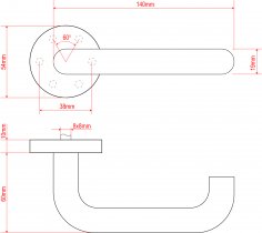 Ручка дверная DOORLOCK V 038/F/8/C/SS PZ, U-form, BL черный