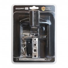 АЛЛЮР АРТ  "ЛАНА" BL/W+L45-8 BL (861511/S45) матовый черный/белый Комплект ручка и защелка