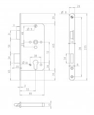 Замок дверной DOORLOCK 401, цилиндровый, нержавеющая сталь