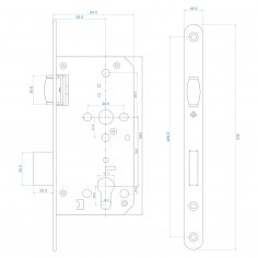 Замок дверной с роликом DL401R/C/55/20/SSS, цилиндровый, матовая нержавеющая сталь