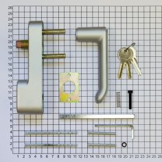Внешняя нажимная ручка Doorlock V PD700/H2 серия Variant, серебристая, с цилиндром. Для противопожарных дверей. Толщина двери до 105мм.