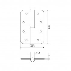 СТАНДАРТ 100х70х2,5 1BB-L (R14) BL матовый черный левая Петля дверная 1 шт