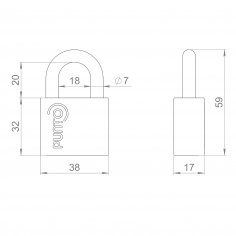 Замок навесной PK-1540 3 key диск.ключ. 