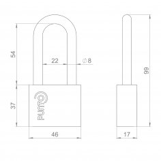 Замок навесной PK-1550L 3 key диск.ключ  длиная дужка