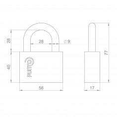 Замок навесной PK-1560 3 key диск.ключ