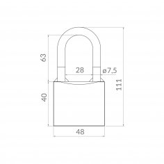 Замок навесной PK-0163 3 key англ.ключ. 
