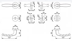 Ручка дверная HOPPE (Германия) 1810/42KV/42KVS (New York) WC, F4 анодированный алюминий цвета бронзы