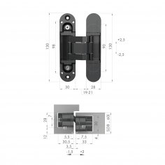 Петля скрытой установки U3D5000.VPG GP золото TECH