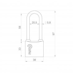 Замок навесной PK-0138 L 3 key англ.ключ. 