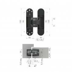 Петля скрытой установки U3D3300.TG BL черный 