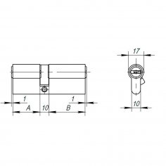 Цилиндровый механизм (AX200/100) AX2000Key100 mm (45+10+45) CP хром 5 кл.