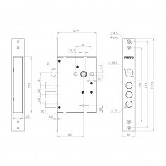 Замок врезной сувальдный MDV30/S-65.77 CP хром (длинный ключ) тех.уп.
