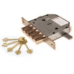 Замок врез. Гранит 1.06.02 никель, сувальдный стержни 5 шт. диаметр 18мм тяги