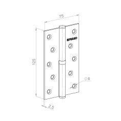 Петля съемная IN5430SR-BL GR правая (413/BL-5 125x75x2,5)  графит БЛИСТЕР