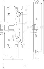 Замок дверной огнестойкий DOORLOCK V1739С, оцинкованный