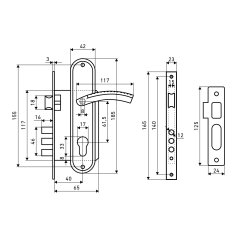 АЛЛЮР 132/3-61А(1232) AC ст.медь мал.корпус Замок врезной с/руч