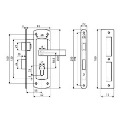АЛЛЮР ЗВ4-1/58A AB ст.бронза ДЛЯ КАЛИТОК без ц/мех. Замок врезной с/руч
