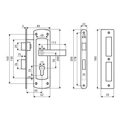 АЛЛЮР ЗВ4-1/55A AB ст.бронза автомат ДЛЯ КАЛИТОК без ц/мех. Замок врезной с/руч